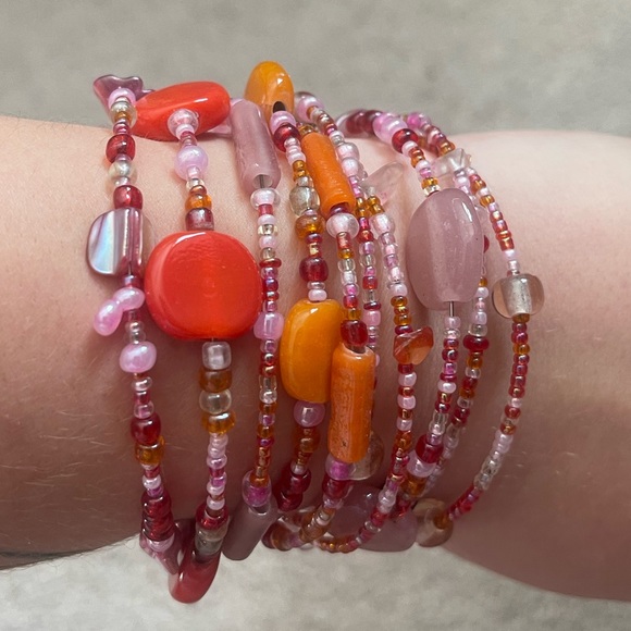 Women’s Beaded Stretchy Layered Wrist Cuff Bracelet - Picture 1 of 3